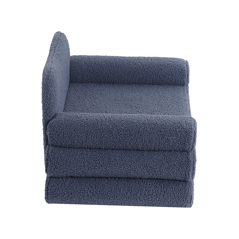 Dark blue flannelette upholstered high pet sofa for dogs resting bed