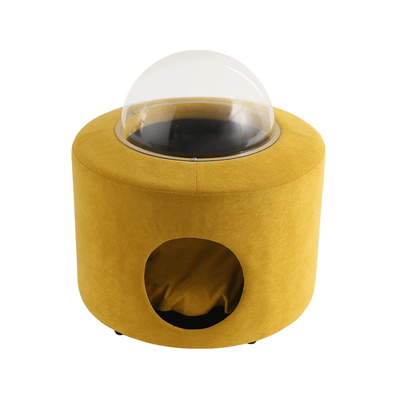 Wooden frame, paper tube, flannelette capsule cat nest