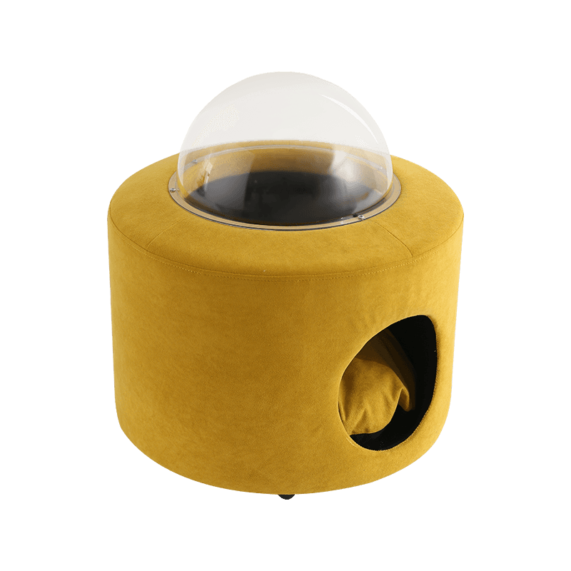 Wooden frame, paper tube, flannelette capsule cat nest
